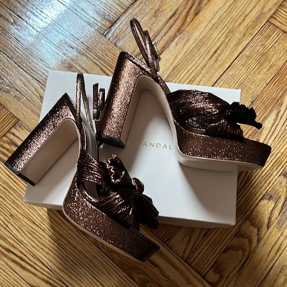 Loeffler Randall Natalia Pleated Knot Platform Sandals NIB